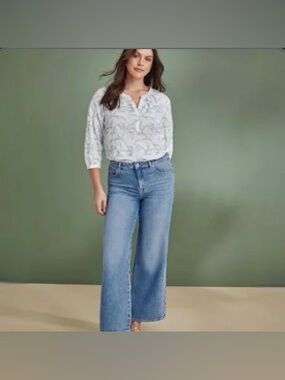 J. Jill Medium Blue High-Rise Full-Leg Cropped Denim Jeans